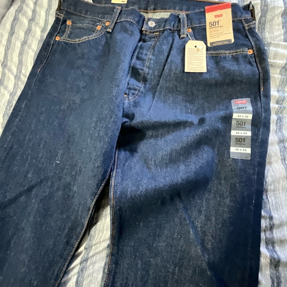 Levi's Men's Dark Indigo Straight Jeans Button Fly